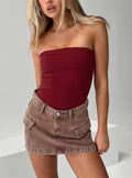 Niner Strapless Bodysuit Burgundy