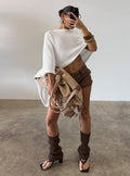 Rouse Off Shoulder Knit Poncho White