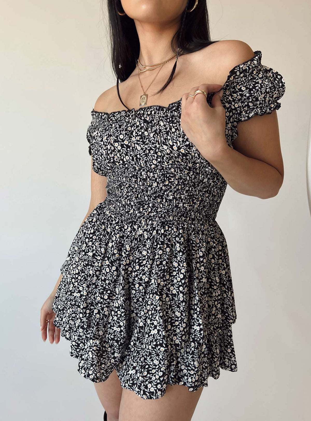 The Love Galore Romper Floral Black