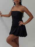 Glamour Girl Strapless Bubble Hem Mini Dress Black