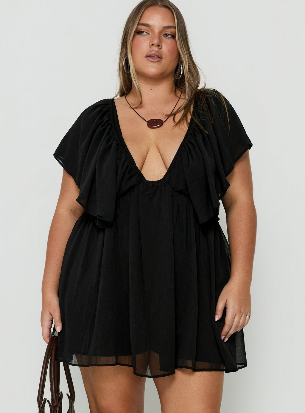Sun Spirit Plunge Flowy Playsuit Black Curve