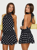 Pure Attraction High Neck Playsuit Black Polka Dot