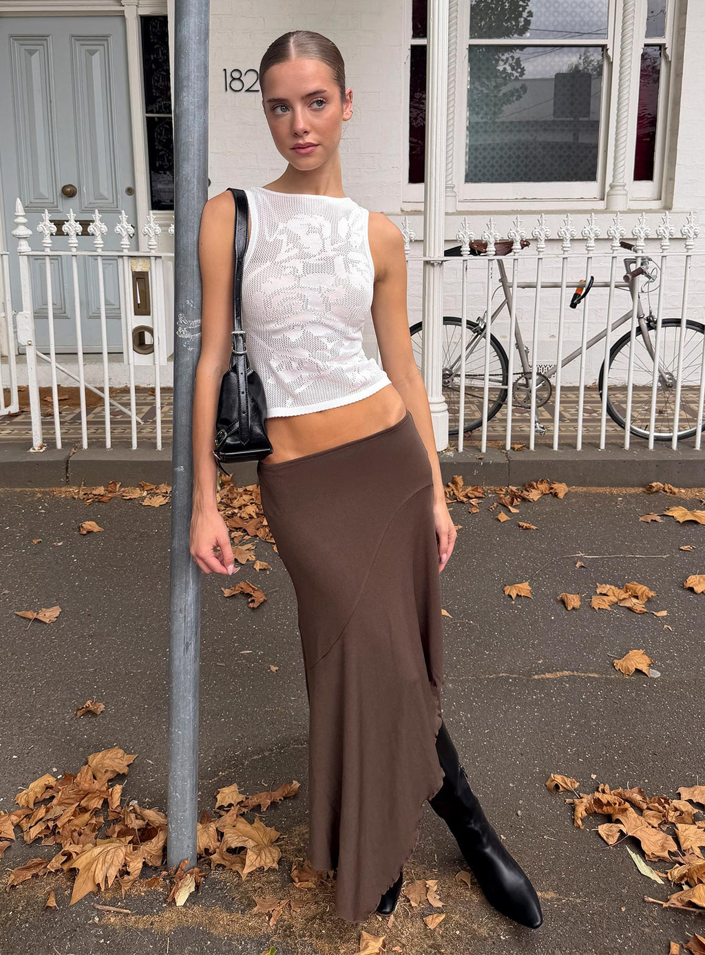 Futura Asymmetrical Midi Skirt Chocolate