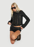 Kingstonn Military Denim Jacket Washed Black