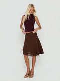 Evanescence Asymmetrical Midi Skirt Chocolate