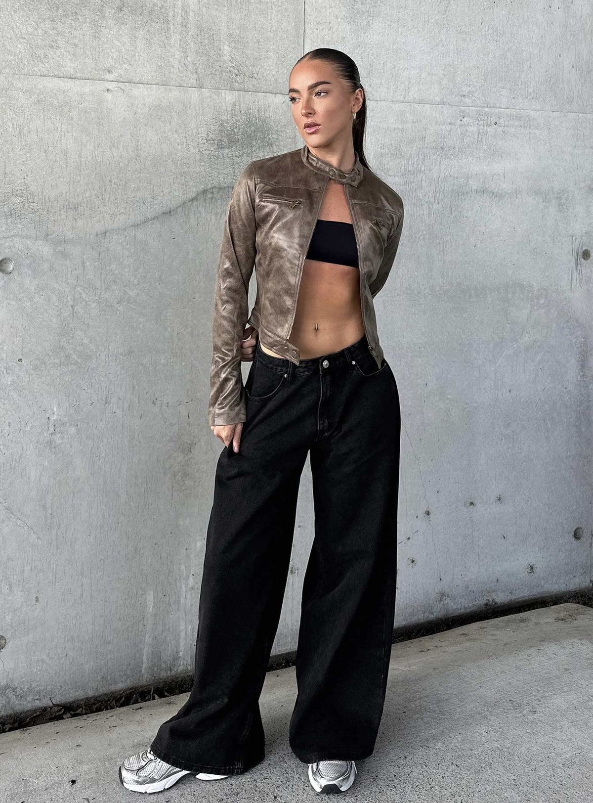 Naylor Mid Rise Wide Leg Jeans Washed Black Tall