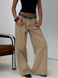 Naylor Mid Rise Wide Leg Jeans Light Brown Wash