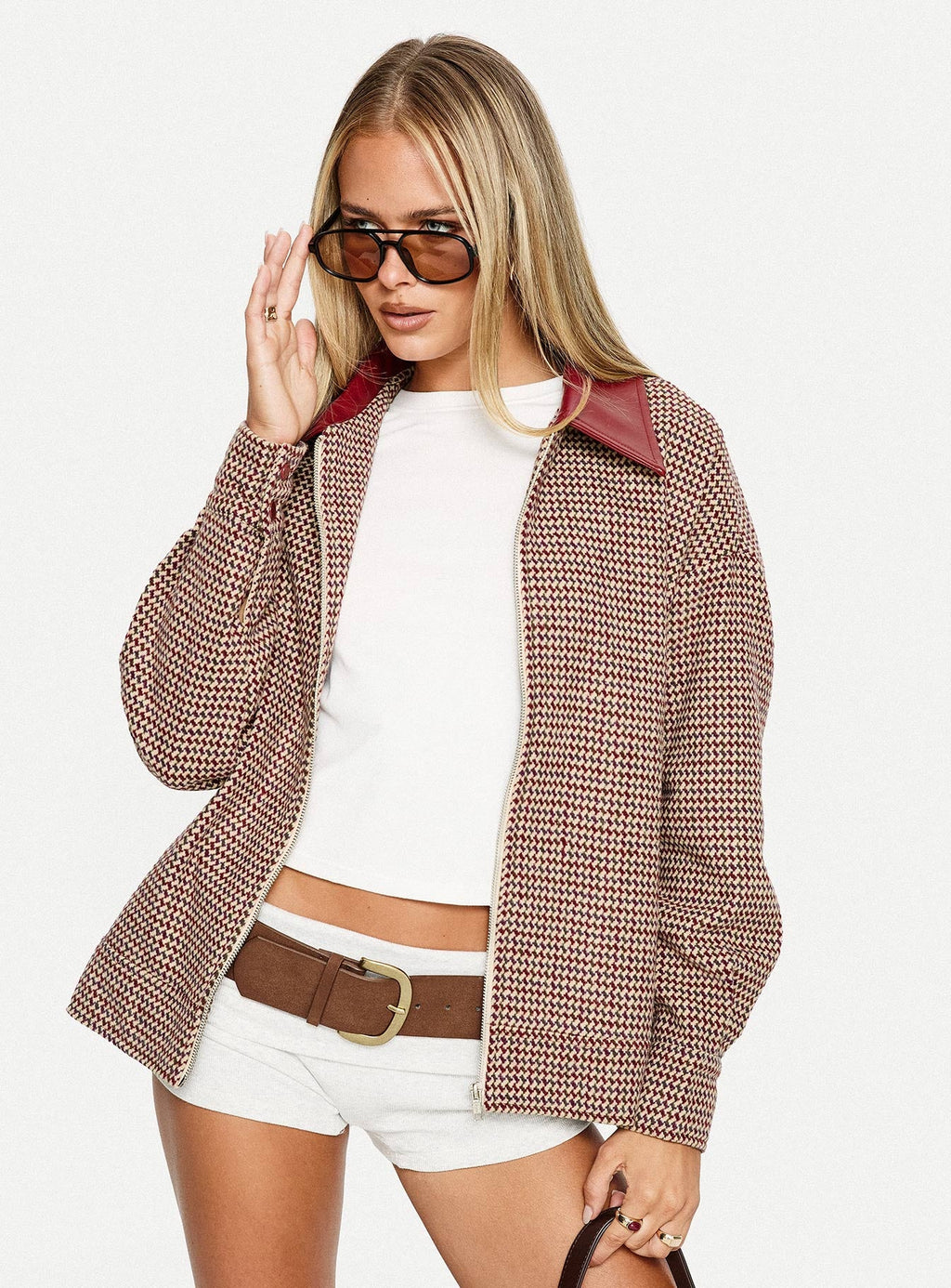 End Of The Day Collared Jacket Red Multi