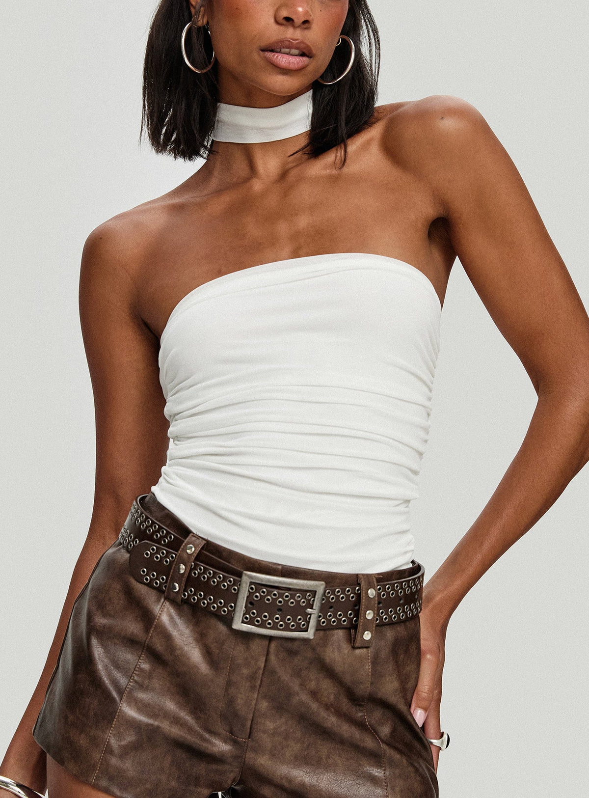 Sorelle Scarf Bodysuit White