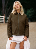 Livya Contrast Collar Utility Jacket Khaki