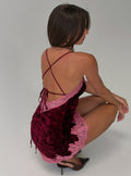 Call My Lover Velvet Lace Slip Mini Dress Plum / Pink