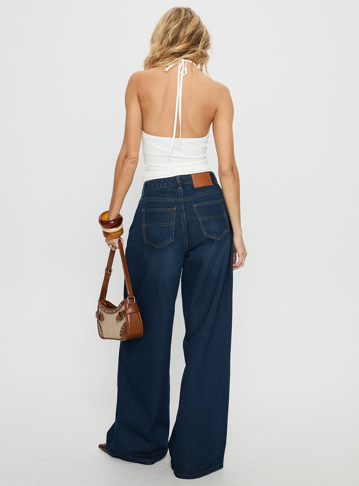 Naylor Mid Rise Wide Leg Jeans Mid Blue Denim