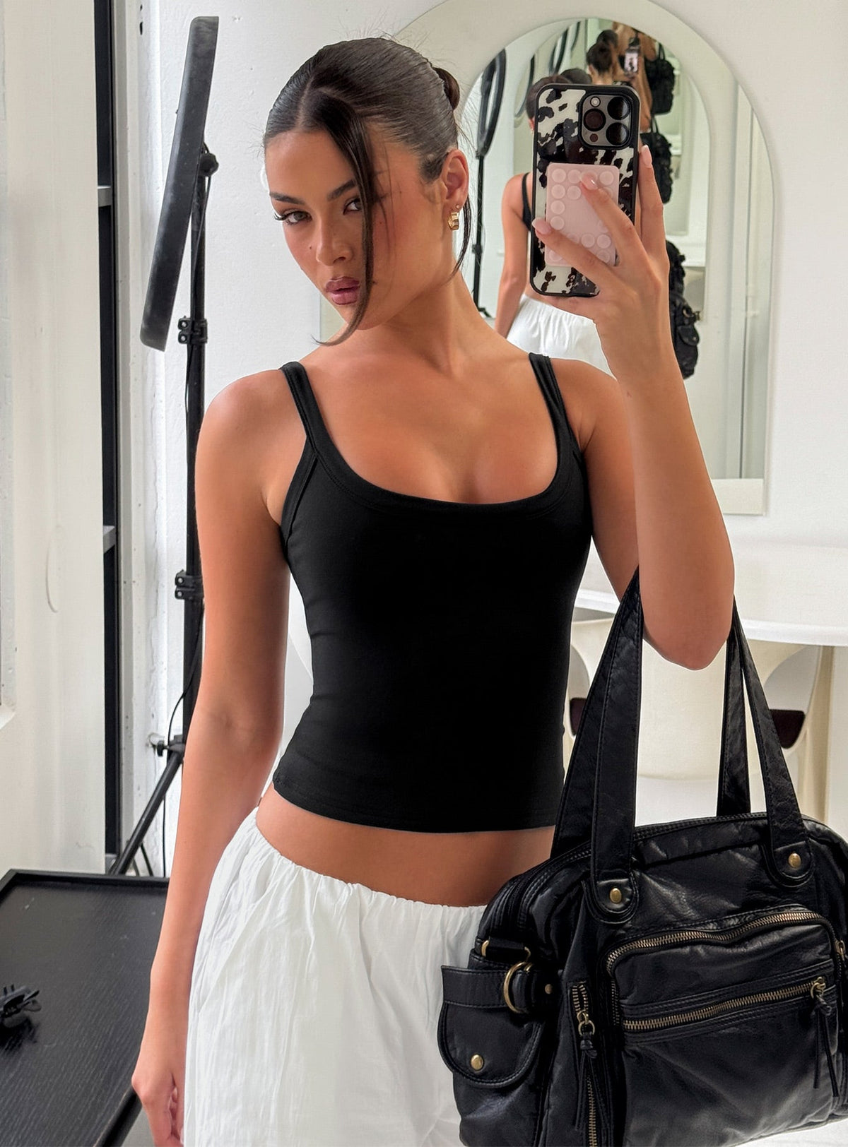 Kasper Cinched Tank Top Black