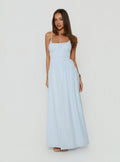 Magnolie Shirred Maxi Dress Blue Stripe