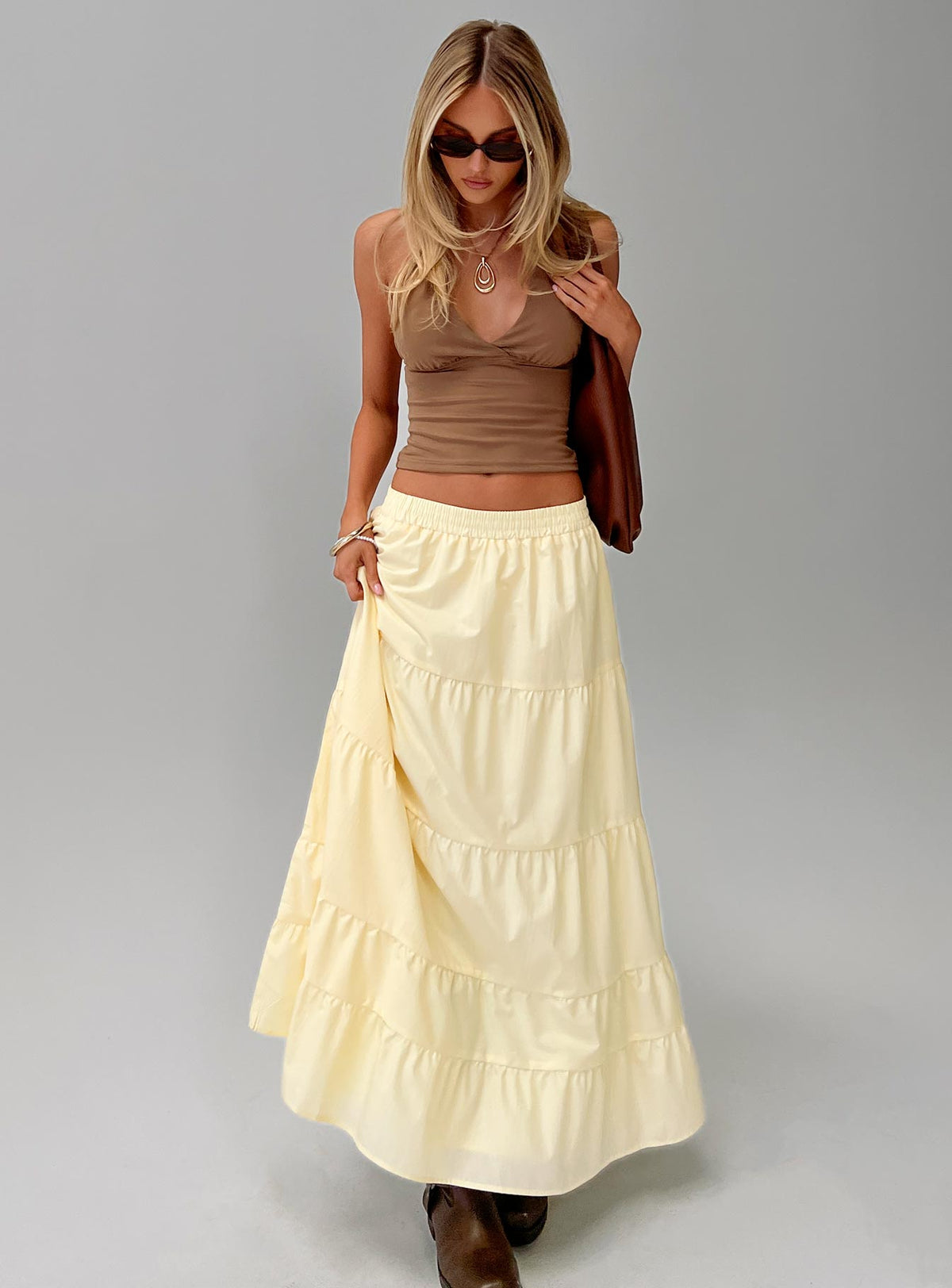 Garden Party Maxi Skirt Lemon