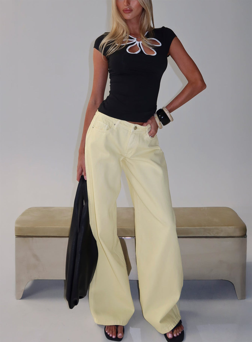 Ramos Low Rise Wide Leg Jeans Butter Lemon