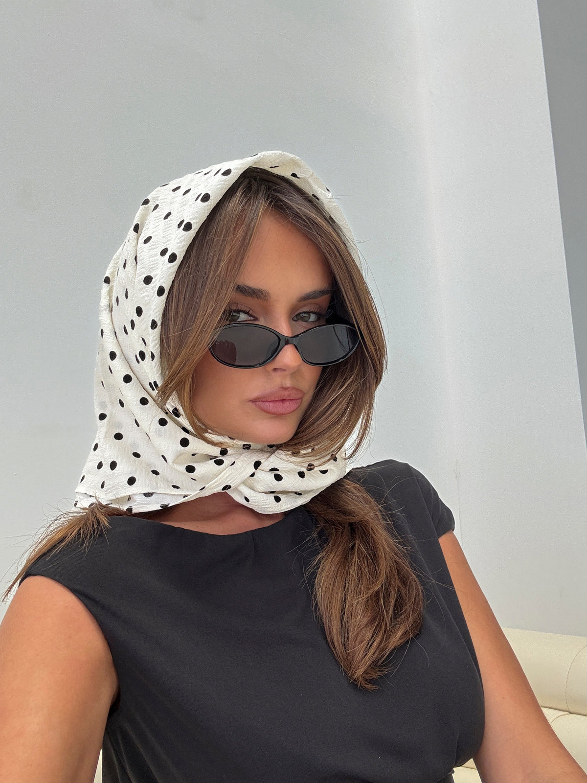Nellie Scarf Cream Polka