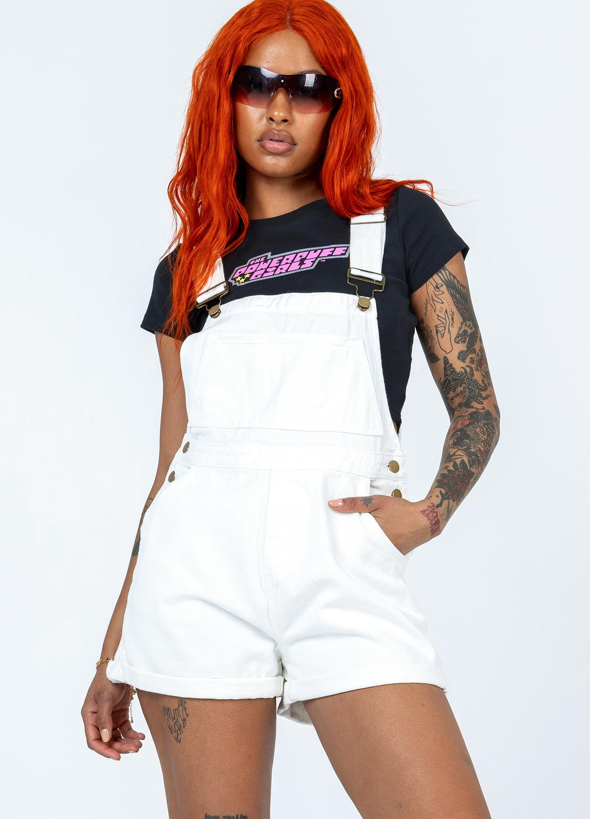 Kacey Short Overalls White