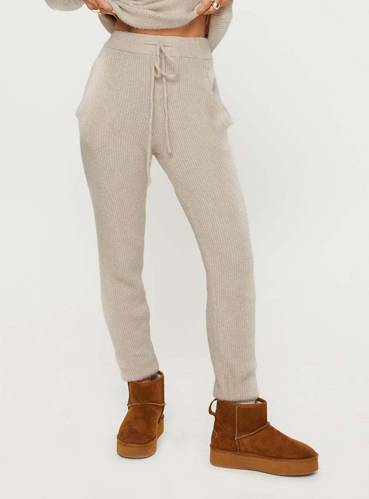Abrams Rib Knit Pant Beige