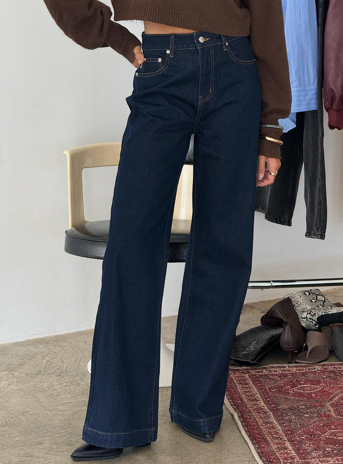 Goldie High Rise Wide Leg Jeans Indigo