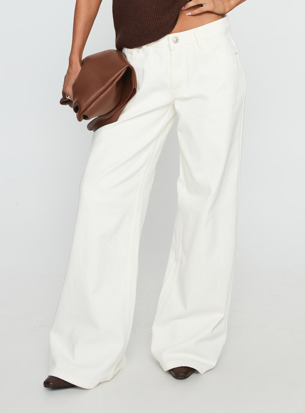Ramos Low Rise Wide Leg Jeans White