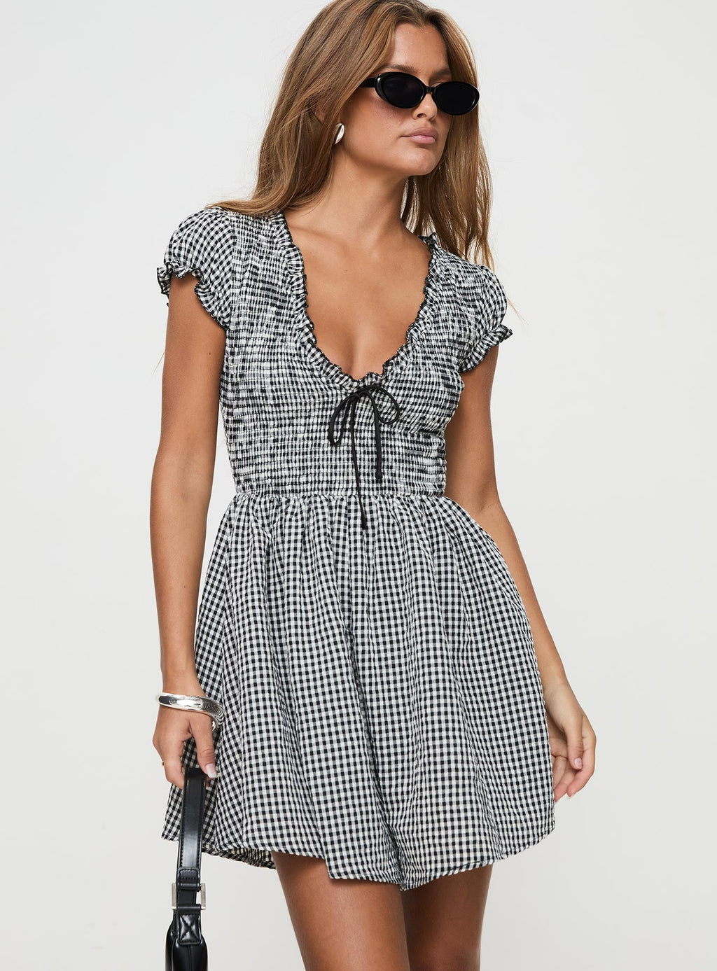 Wescott Gingham Playsuit Black / White Petite
