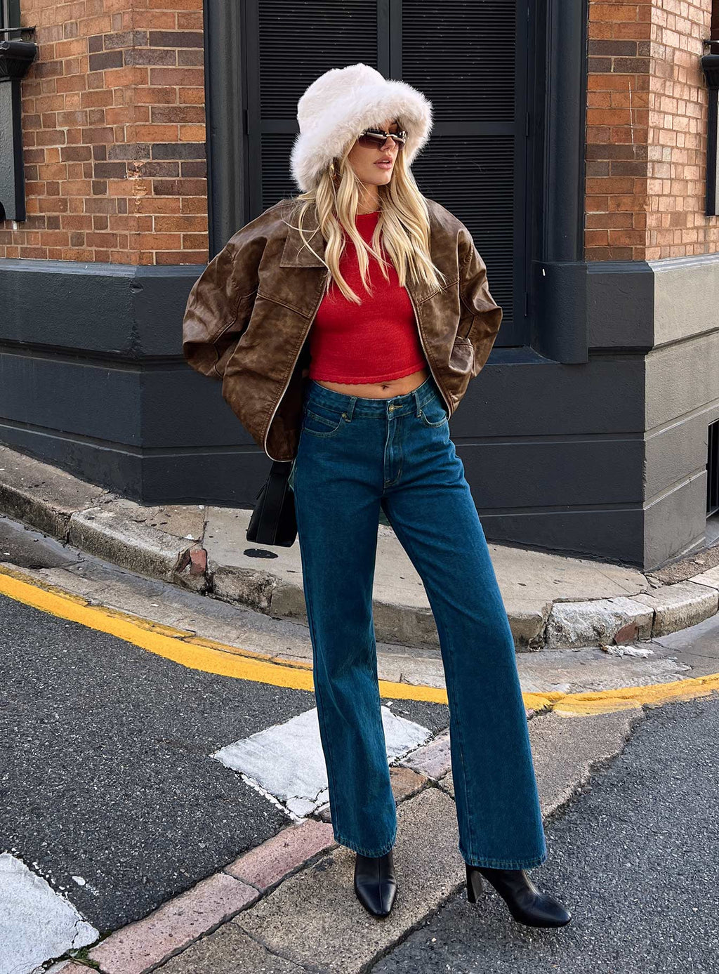 Top Model Low Rise Straight Leg Jeans Dark Denim
