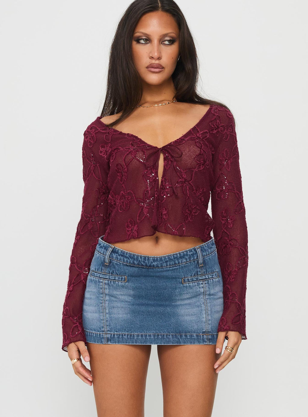Darbi Denim Mini Skort Mid Blue