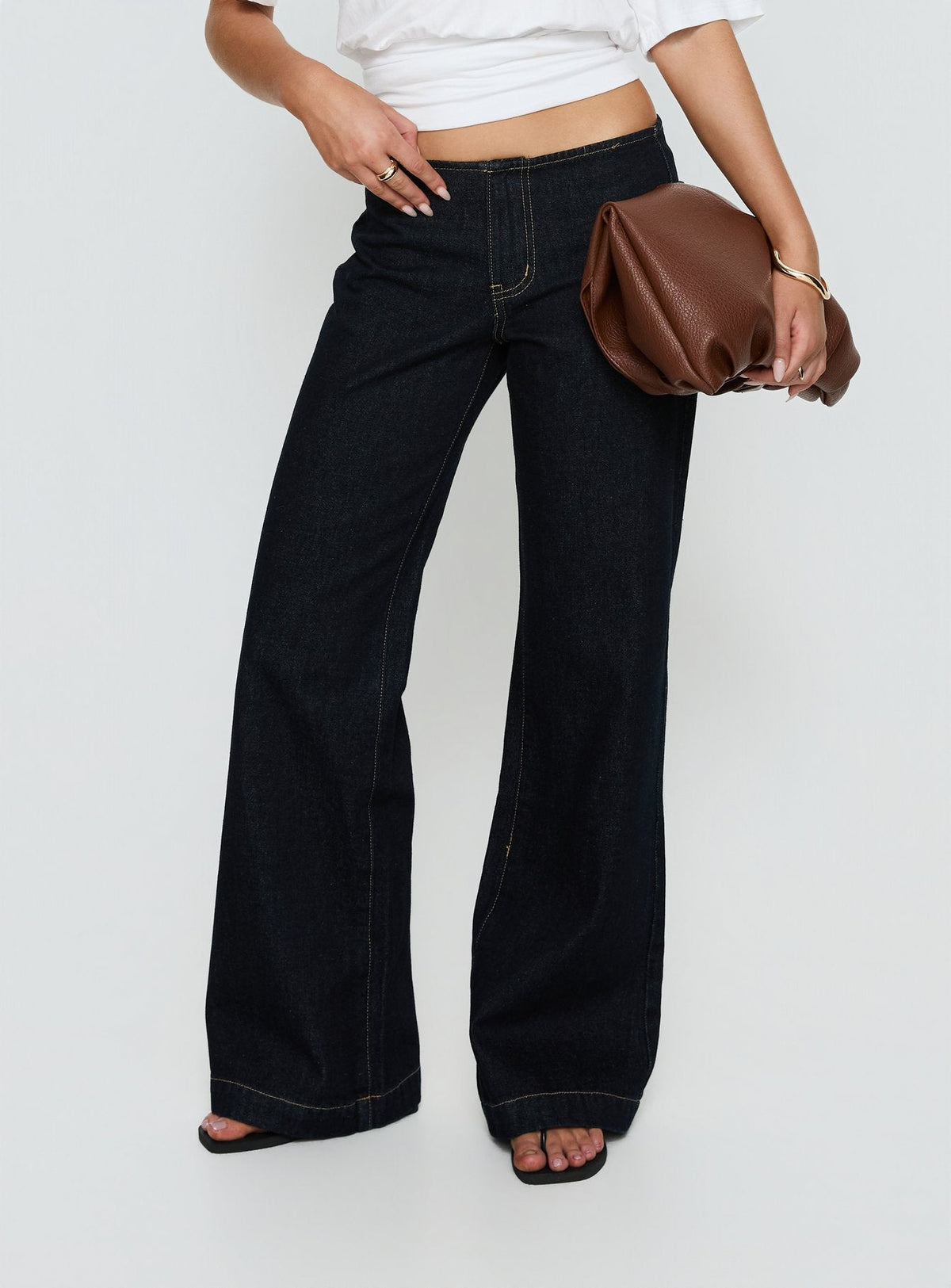 Buenos No Waist Low Rise Straight Leg Jeans Raw Denim