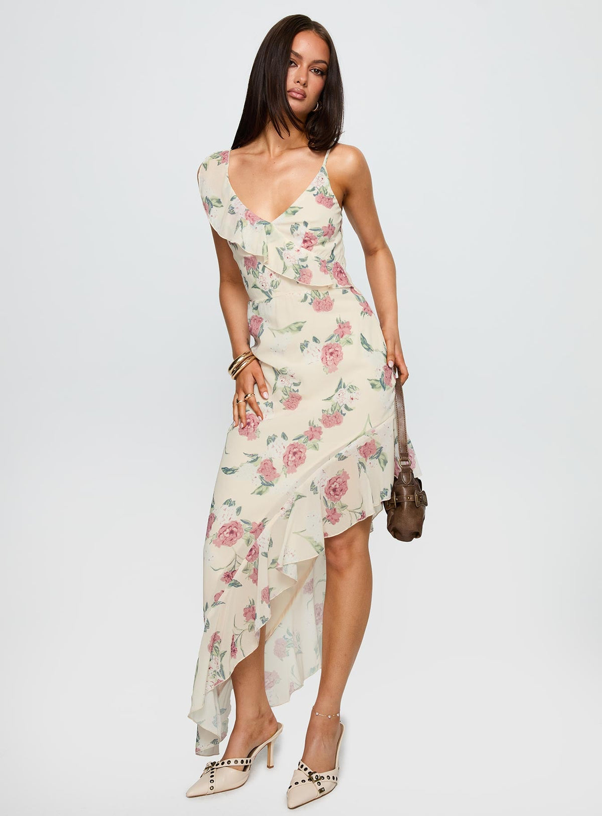 Chrysalis Asymmetrical Midi Dress Multi Floral