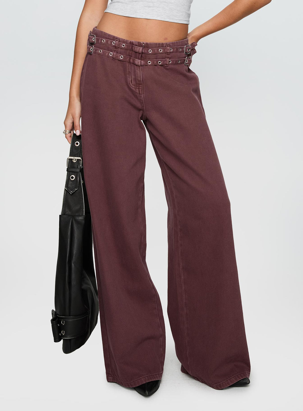 Baccarat Mid Rise Wide Leg Belted Pant Chocolate