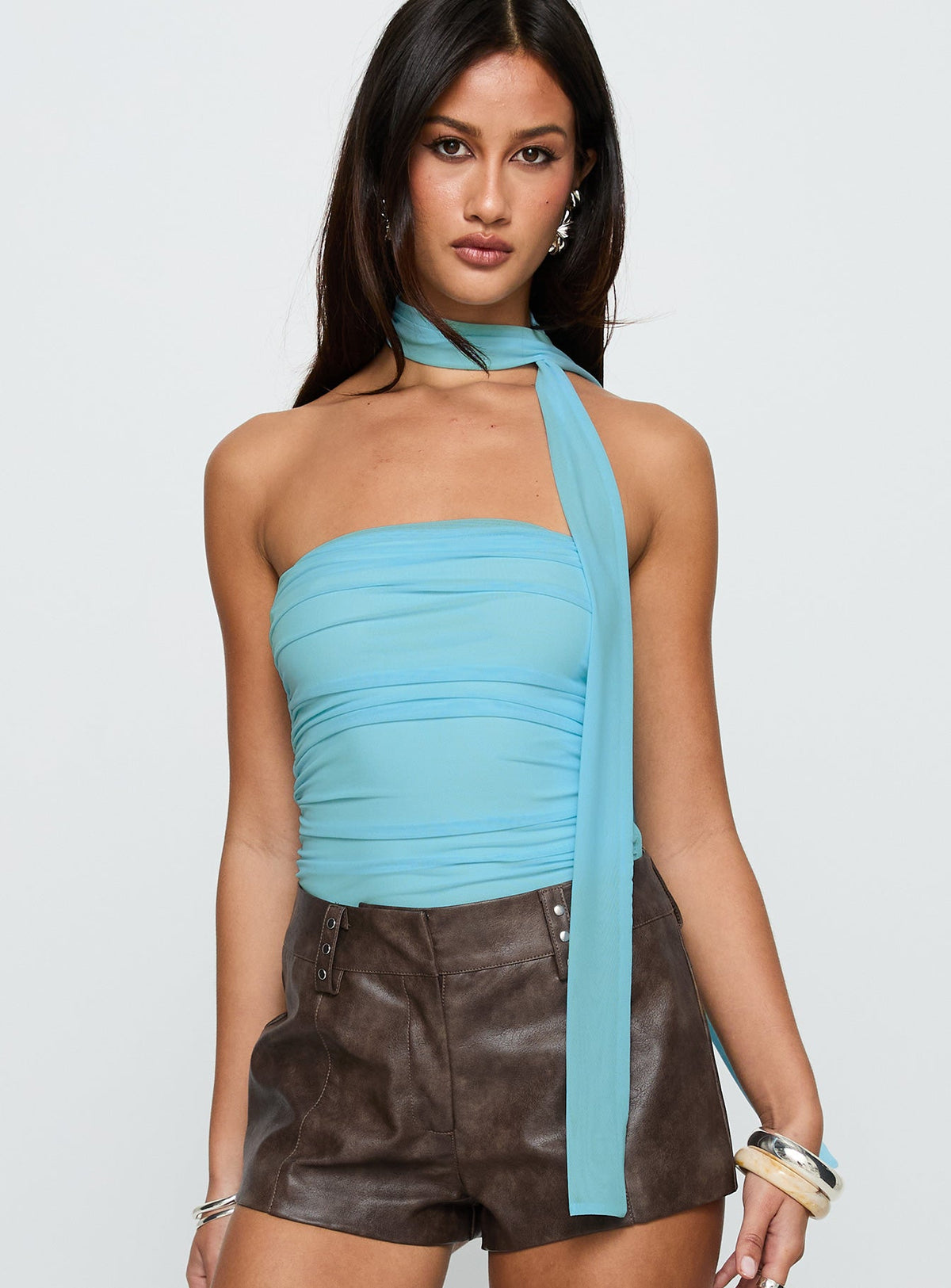 Sorelle Scarf Bodysuit Blue