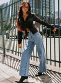 Nicolo High Rise Straight Leg Jeans Light Blue Wash
