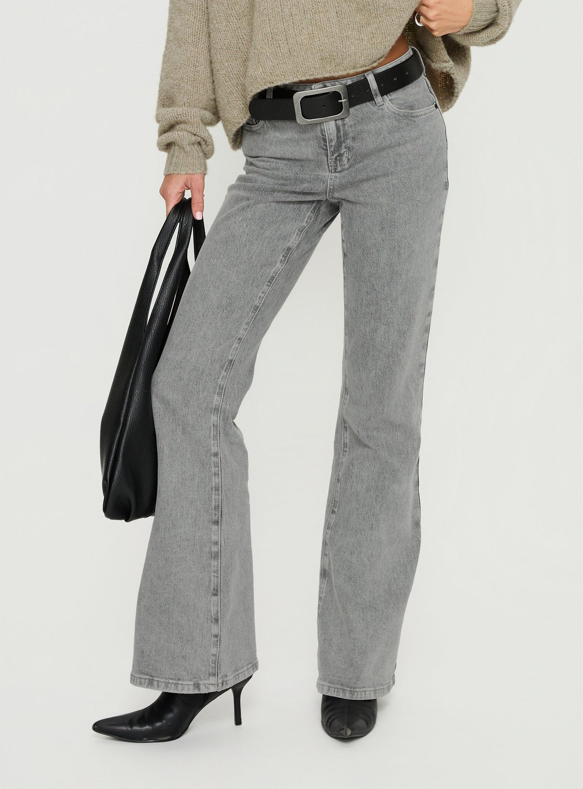 Magic Mirror Mid Rise Bootleg Jeans Washed Grey