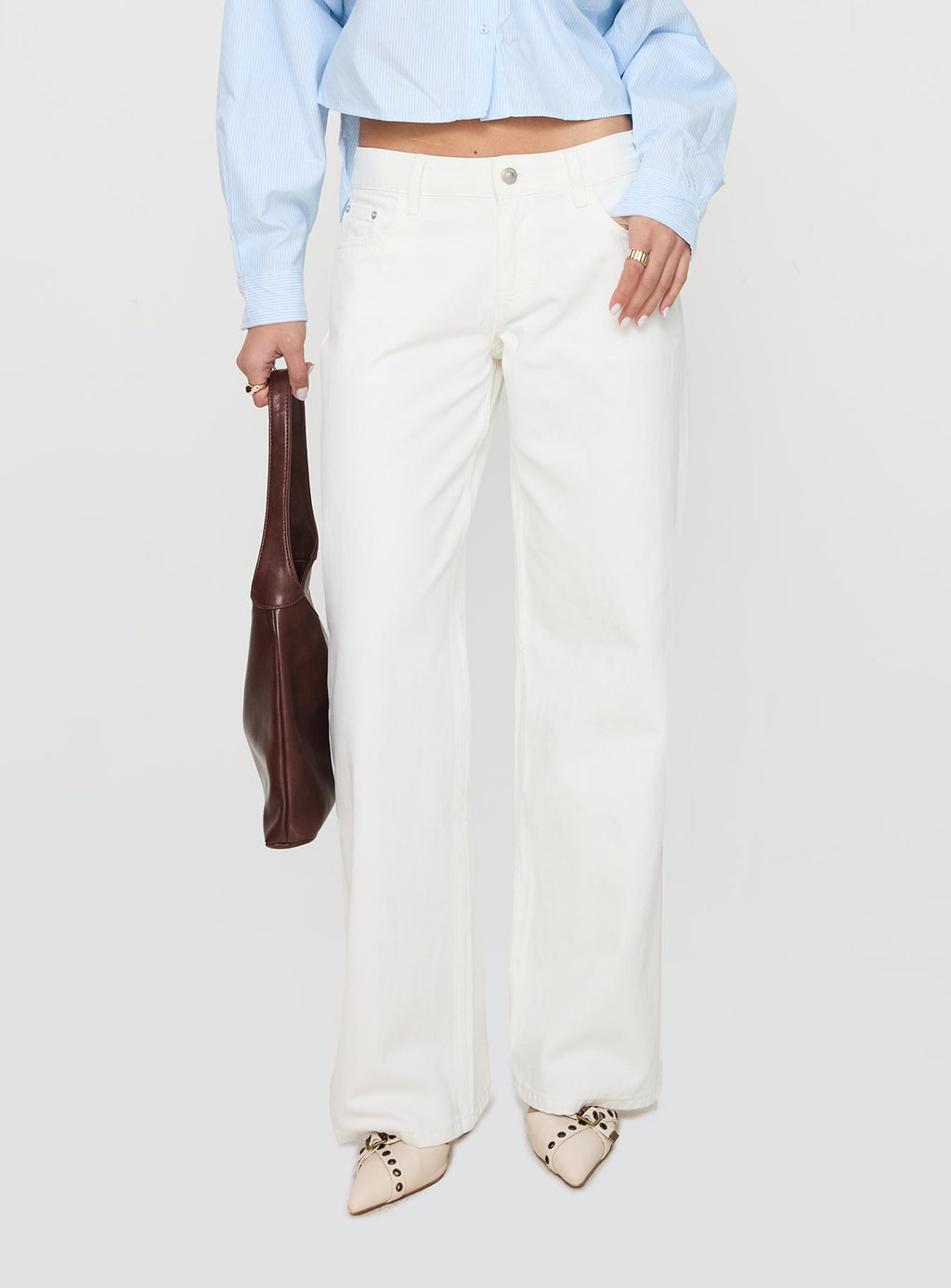 Ellanor Low Rise Straight Leg Jeans White