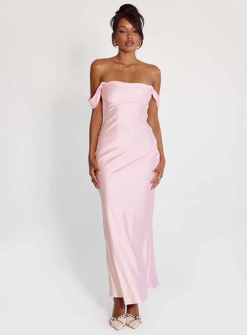 Azura Off The Shoulder Maxi Dress Pink