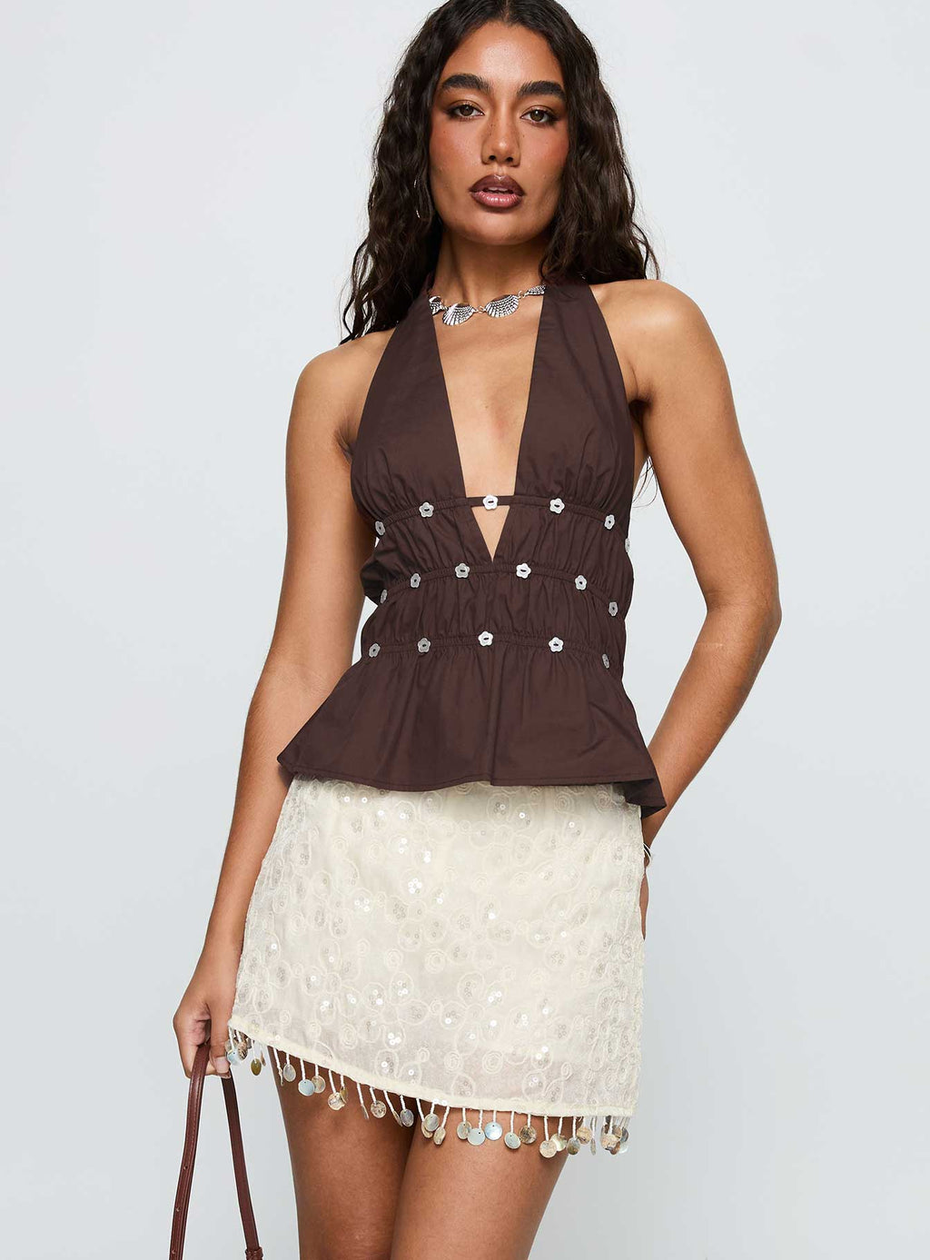 We Made It Sequin Skort Cream