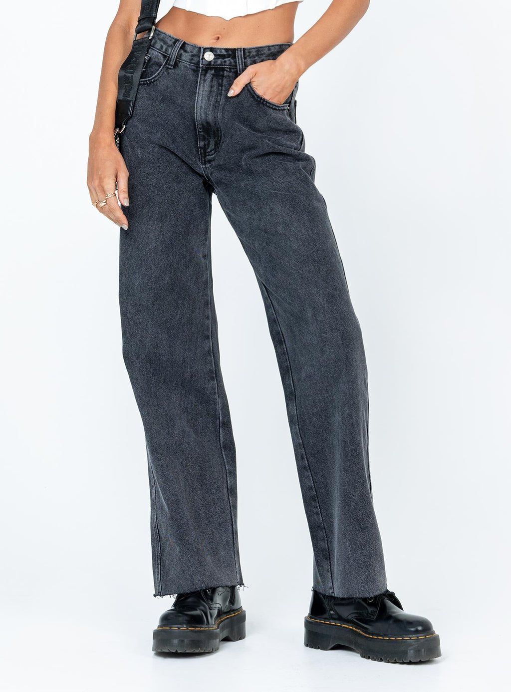 Arlington High Rise Straight Leg Denim Jeans Black