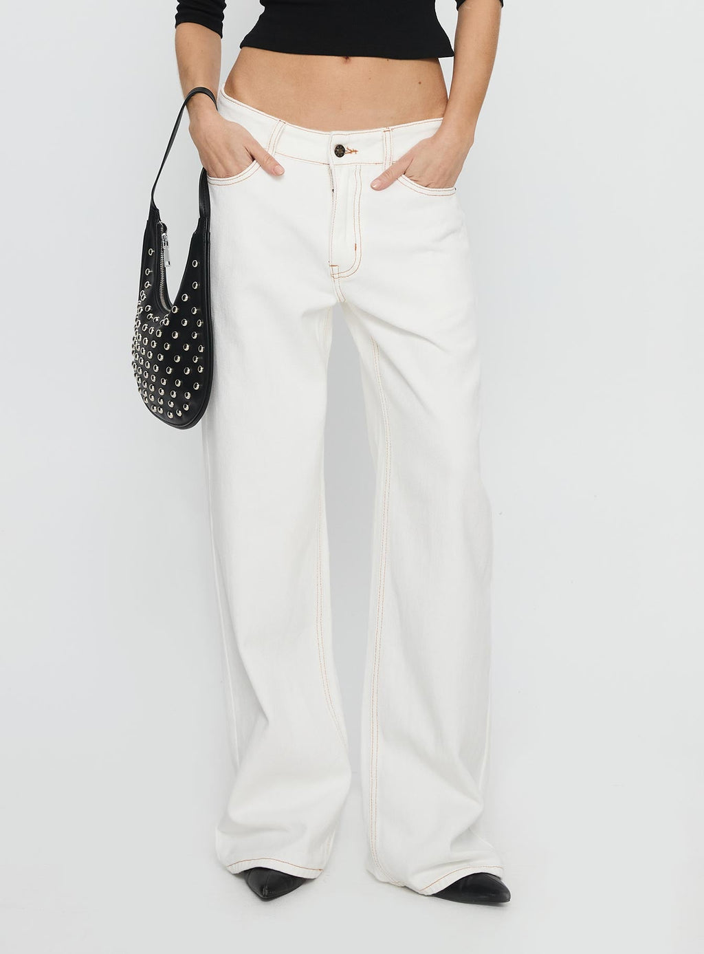 Top Model Low Rise Straight Leg Jeans Porcelain