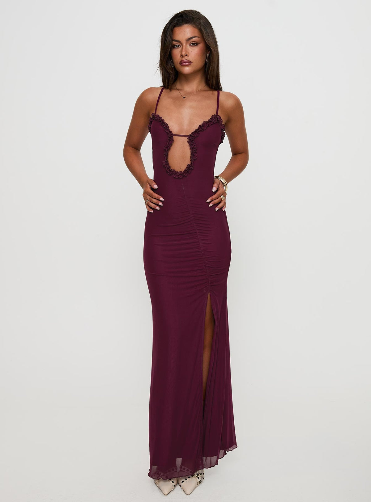 Soulina Ruched Maxi Dress Purple