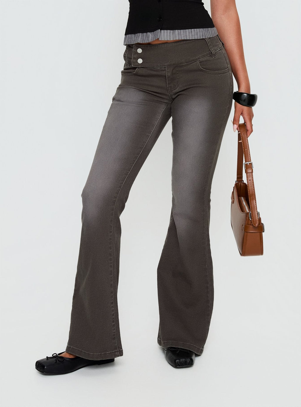 Romea Low Waist Bootleg Jeans Dark Grey