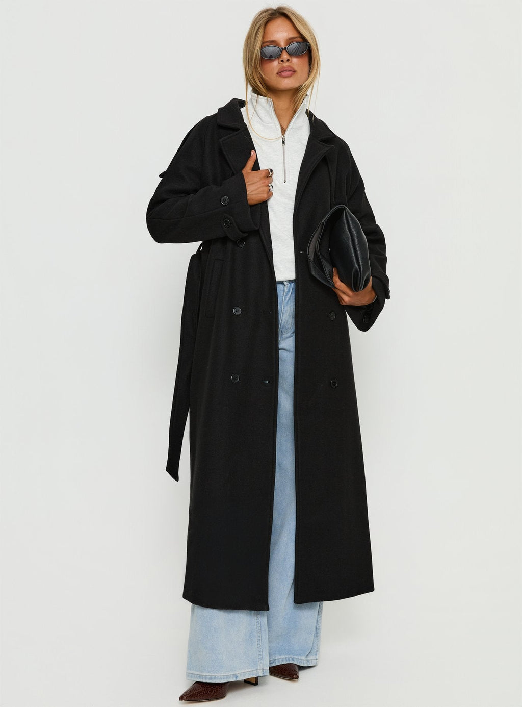 Rylanne Longline Trench Coat Black