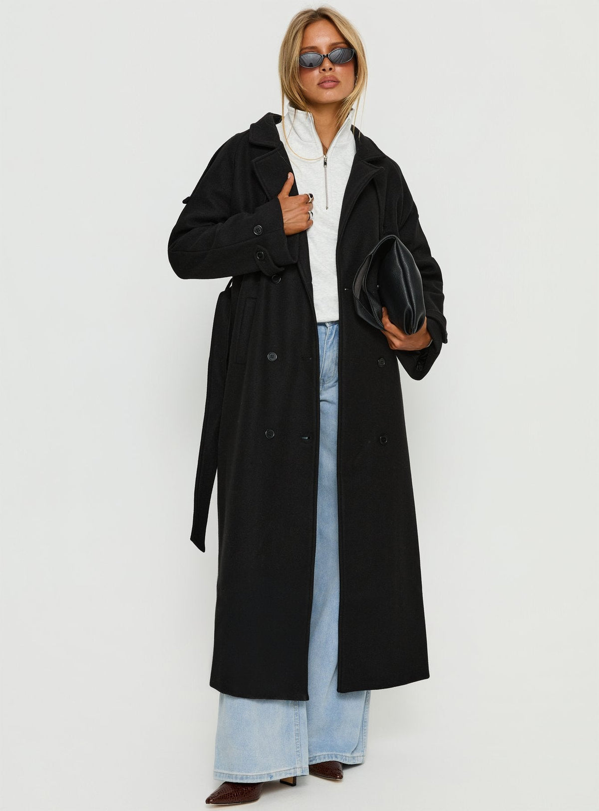 Rylanne Longline Trench Coat Black
