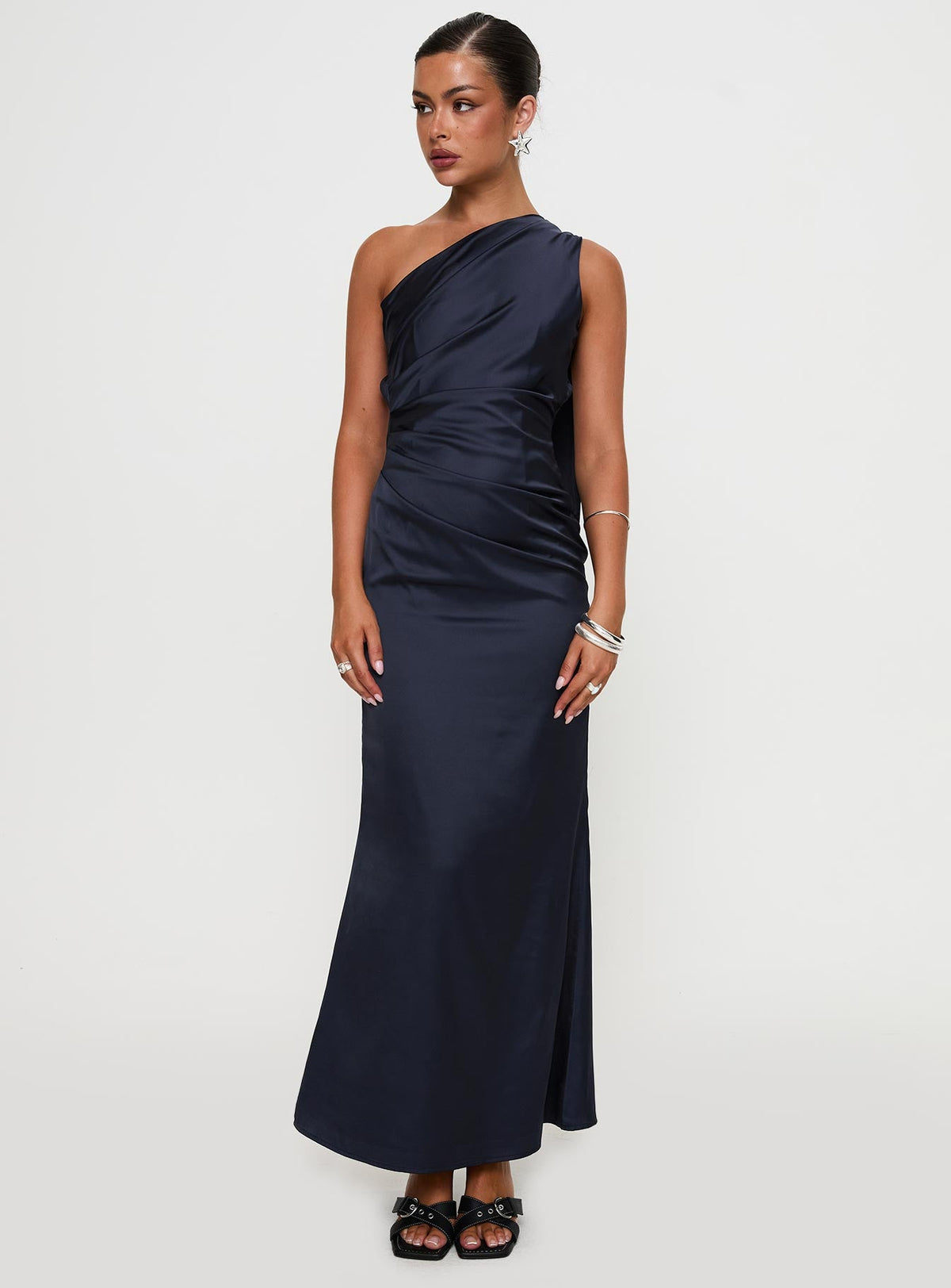 Dulcia One Shoulder Maxi Dress Blue