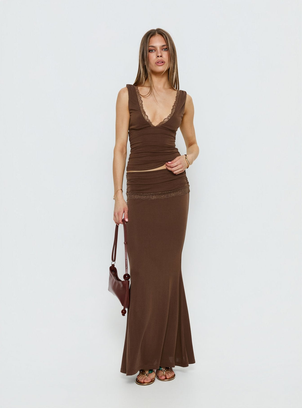 Zespri Jersey Maxi Skirt Brown