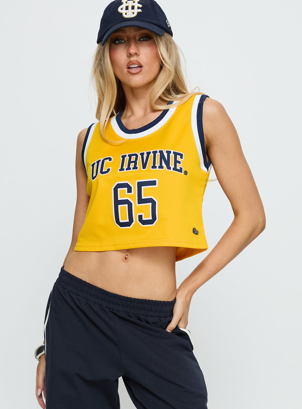 UC Irvine Cropped Basketball Jersey Tank Yellow