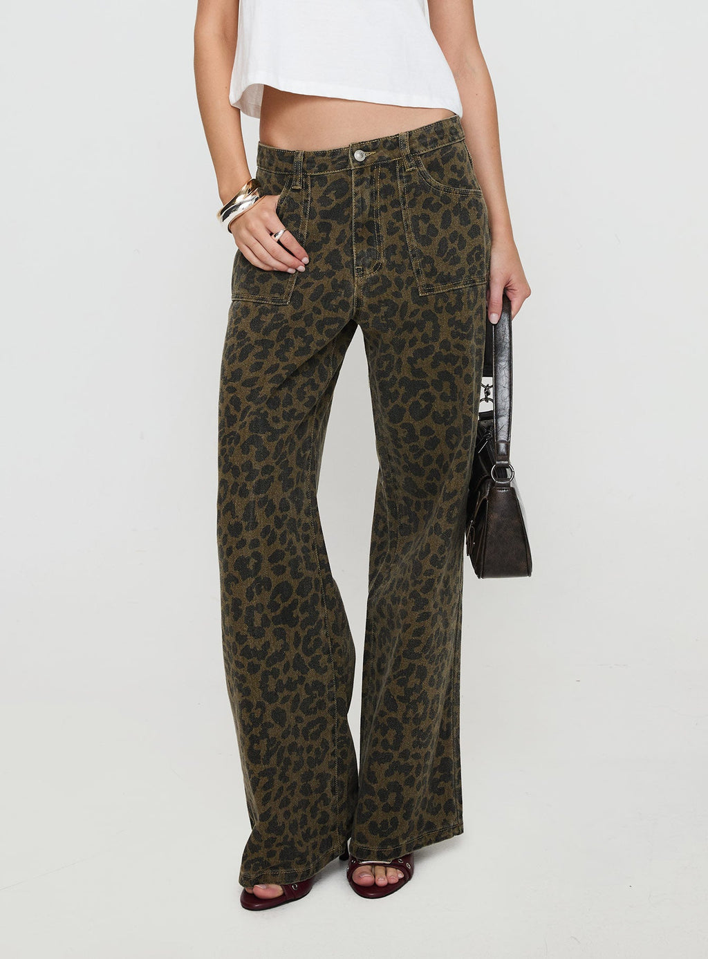 Briony Low Rise Wide Leg Jean Leopard
