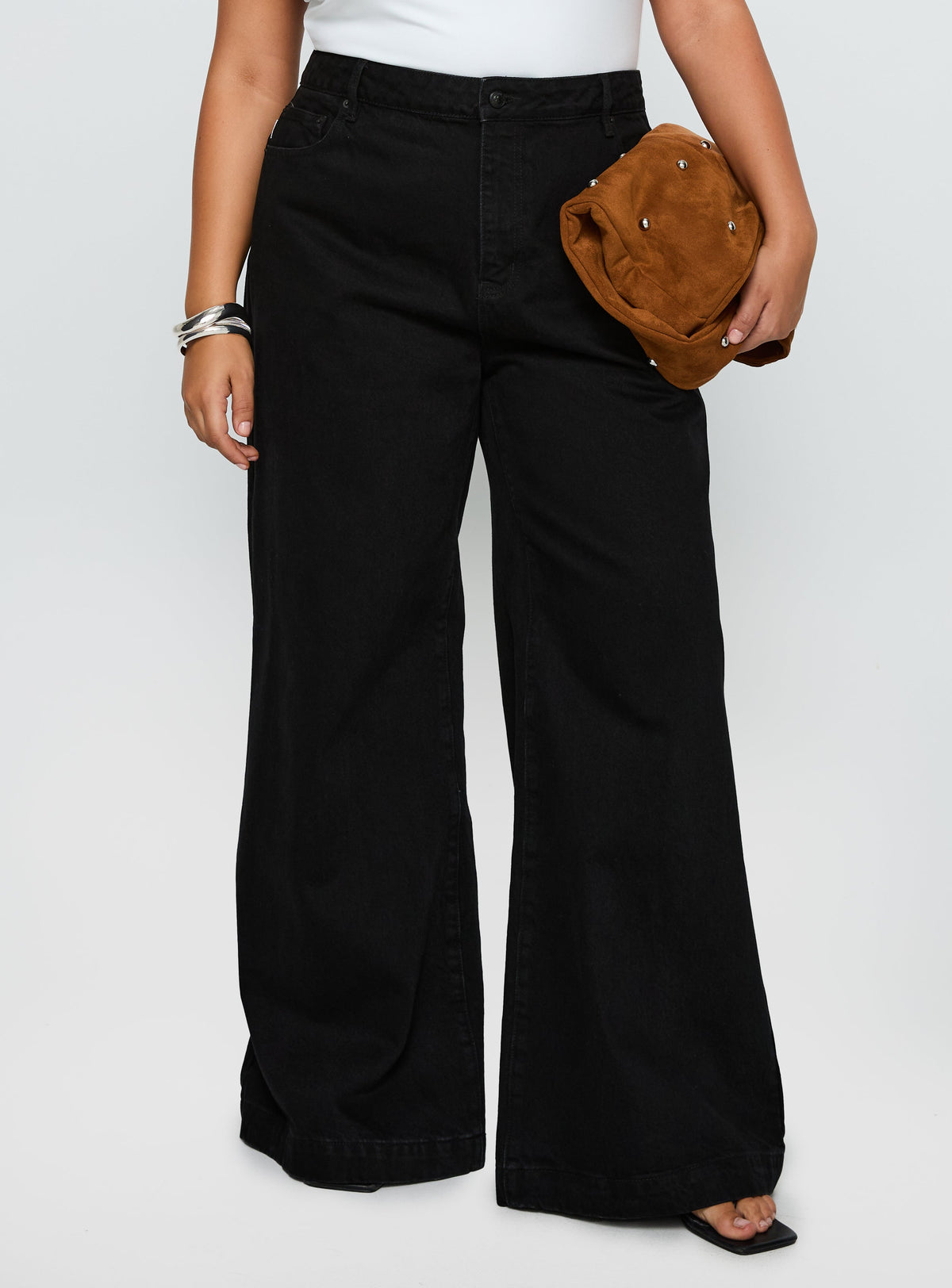 Goldie High Rise Wide Leg Jeans True Black Curve