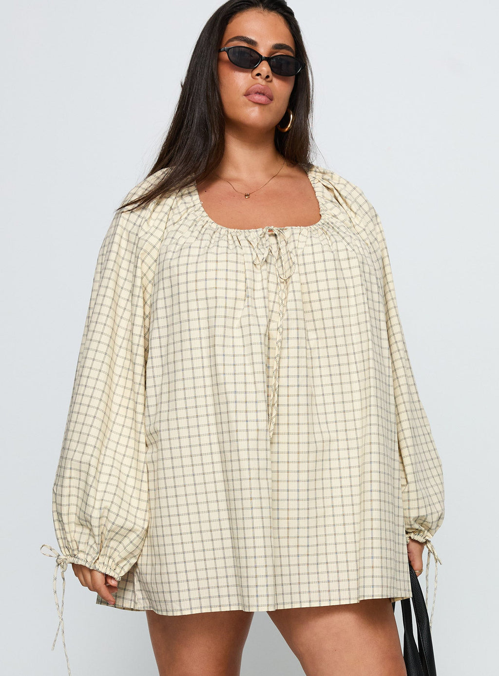 Preacher Playsuit White Check Curve
