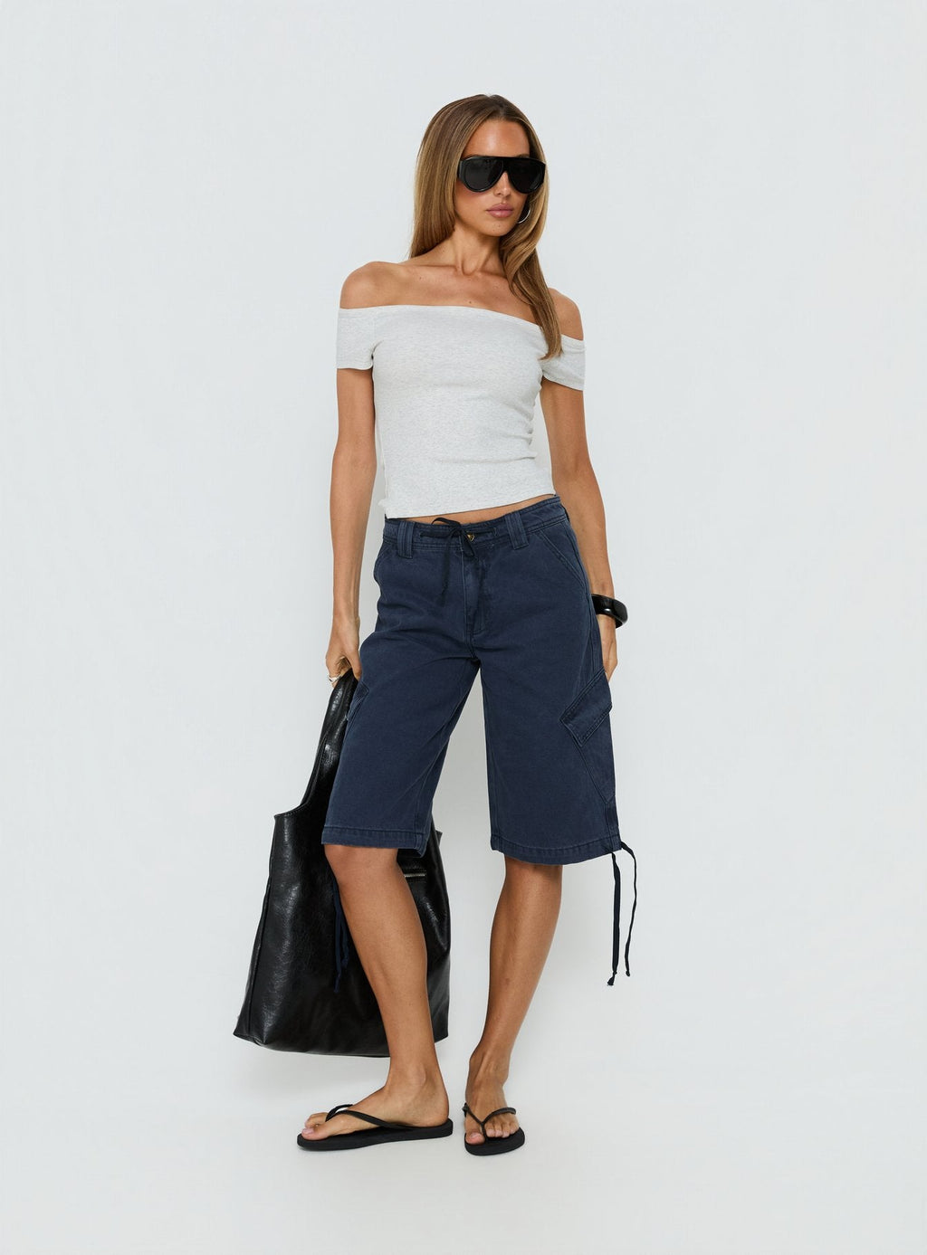 Apres Tie Waist Jorts Navy
